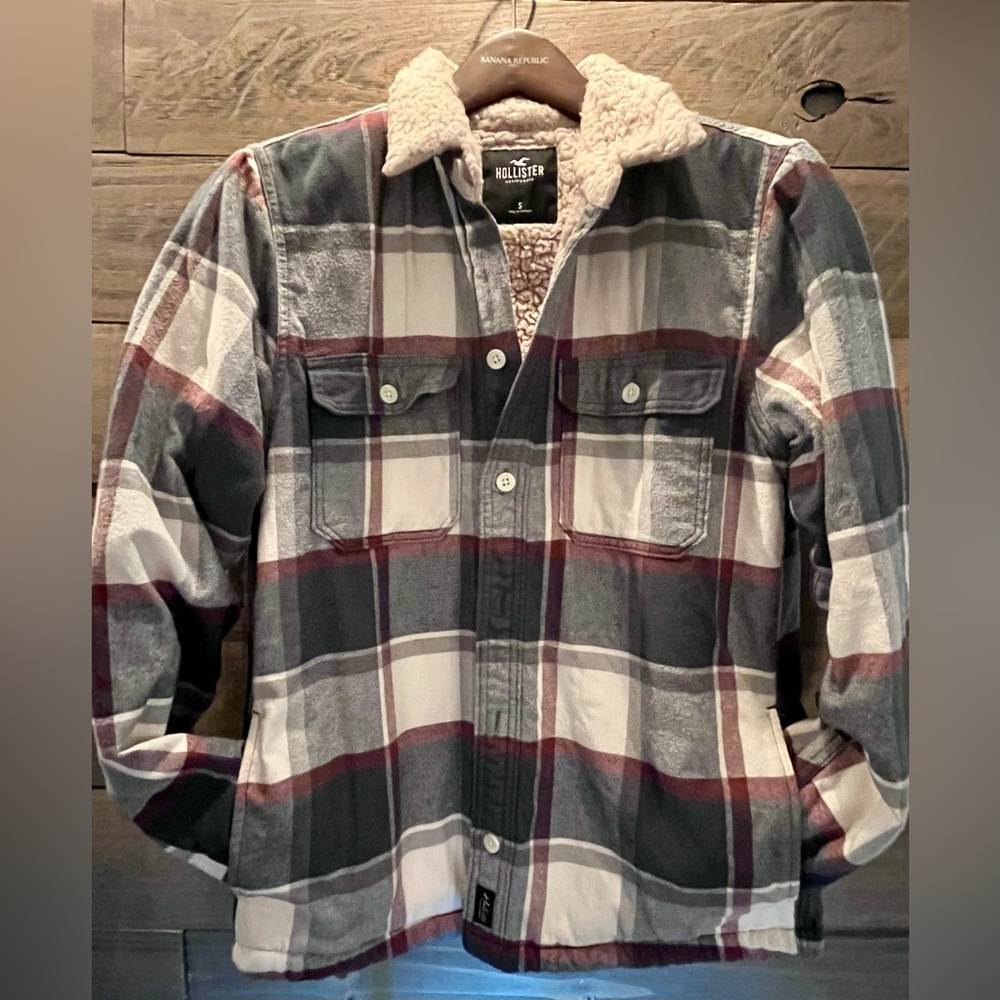 HOLLISTER SHERPA LINED PLAID JACKET Y2K PREPPY GRUNGE